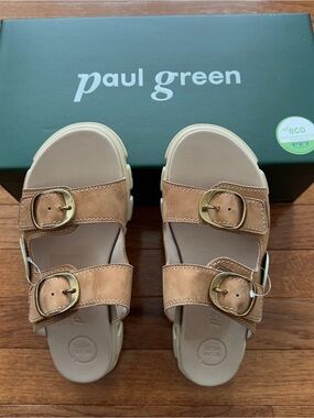 NWT Paul Green Marina Slide Sandal Lug Sole Sisal Royal Nubuck Size 8